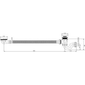 Flowline verlengde badoverloop inclusief clickwaste chroom