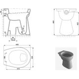 Wiesbaden Staande Verhoogde Toiletpot + 6 cm Ao - Wit