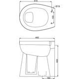 Wiesbaden Staande Verhoogde Toiletpot + 6 Cm. Pk - Wit