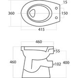 Wiesbaden Staande Verhoogde Toiletpot + 6 Cm. Pk - Wit