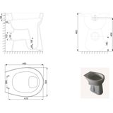 Wiesbaden Staande Verhoogde Toiletpot + 6 Cm. Pk - Wit