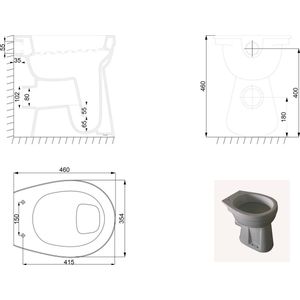Wiesbaden - Staande Toiletpot - Wit - Verhoogd Model