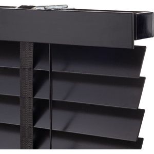Houten Jaloezieën 50mm - Zwart - 90 x 175 cm - Raamdecoratie op maat