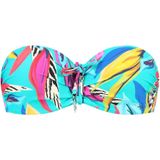 Cyell - Bandeau Bikinitop - Turquoise/Roze - Voorgevormd - Softcups
