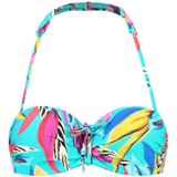 Cyell - Bandeau Bikinitop - Turquoise/Roze - Voorgevormd - Softcups