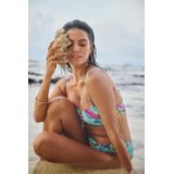 Cyell - Bandeau Bikinitop - Turquoise/Roze - Voorgevormd - Softcups