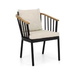 Applebee - Condor Dining - Tuinstoel - Matzwart - Aluminium - Teakhout - Kussens Natural Oak