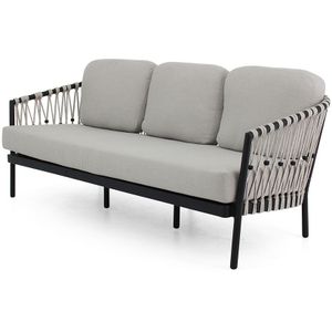 Applebee Menton Loungebank - Aluminium Black Silk - 194 cm - Comfortabel en Stijlvol - Gemêleerd en Oersterk Rope