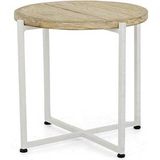 Apple Bee Milou bijzet tuintafel Ø 34 (h:45cm) , Natural Teak,Wit - Ecru ,  Aluminium  , 34cm