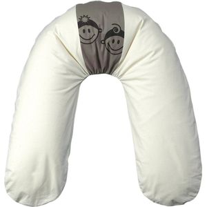 Form Fix XL Voedingskussenhoes - Body Pillow Kussensloop - Zwangerschapskussen hoes - Zijslaapkussen hoes - 100% Katoen Hoes - Beige met motief