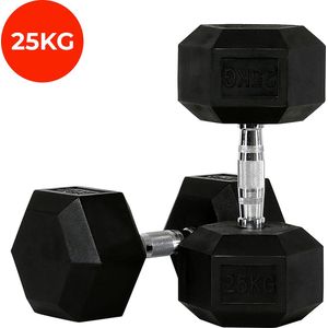 Core Power Rubber Hex Dumbbells - 25 kg (per paar)