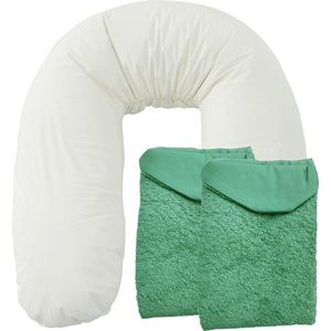 Form Fix XL Zwangerschapskussen - Voedingskussen - Zijslaapkussen - Body Pillow - Lichaamskussen - 185 cm - Inclusief Badstof/Katoenen Hoes - Groen