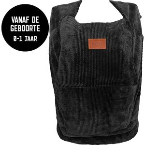 ByKay Draagzak Tiny Click Carrier - Ergonomische Draagzak Newborn tot +/- 1 jaar - Eenvoudig en snel voor pasgeborenen - voor Buik en Heup - Comfortabele Stretch - Rib Smoky Black