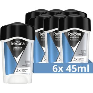 Rexona Deodorant Stick Men Maximum Protection Clean Scent - Deodorant - 6x 45 ml - Voordeelverpakking