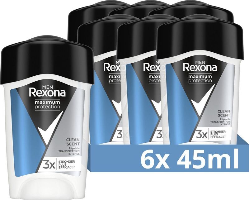 Rexona Deodorant Stick Men Maximum Protection Clean Scent - Deodorant - 6x 45 ml - Voordeelverpakking
