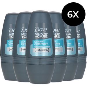 6x Dove Deo Roll-on Men - Care Clean Comfort 50 ml.