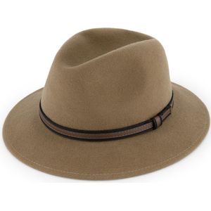 MGO Wood Country Western Hat - Wollen hoed met leren rand - Maat 57 - Lichtbruin