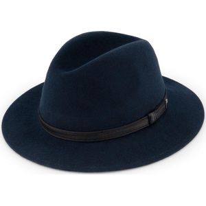 MGO Wood Country Western Hat - Wollen hoed met leren rand - Maat 60 - Donkerblauw