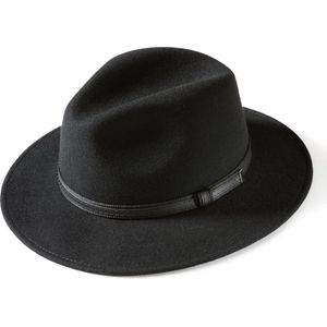 MGO Wood Country Western Hat - Wollen hoed met leren rand - Maat 56 - Zwart