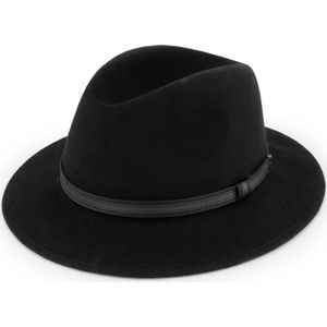 MGO Wood Country Western Hat - Wollen hoed met leren rand - Maat 60 - Zwart