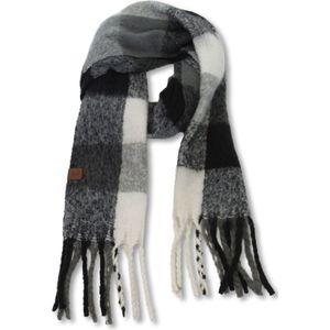 MGO Sjaal Mara - Gebreid patroon - Winter stola - shawl - omslagdoek - Zwart/Wit