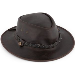 MGO Country Hat - Lederen Western hoed - Donkerbruin Leer - Maat M
