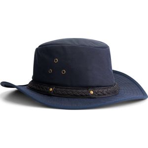 MGO Harper Hoed Gewaxt katoen - Jagershoed - Cowboy hoed - Navy Blauw - Maat XL