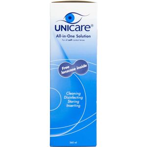 Unicare Alles-in-één Vloeistof Zachte Contactlenzen + Lenzenhouder 360ML