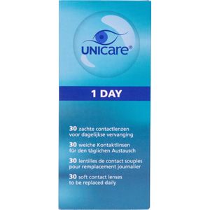 Unicare Daglenzen -5.50: Zachte contactlenzen voor dagelijkse vervanging met hoog watergehalte - 30 stuks