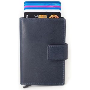 Figuretta Leren Cardprotector RFID Compact Creditcardhouder - Dames en Heren - Blauw
