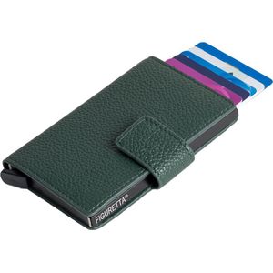 Figuretta Leren Cardprotector RFID Compact Creditcardhouder - Dames en Heren - Groen