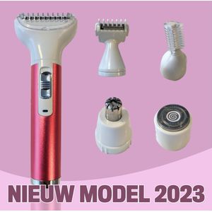 Figuretta 5 in 1 Ladyshave voor Vrouwen - Haarverwijderaar - Trimmer Vrouw - 5 Opzetstukken - Roze