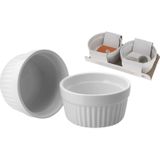 2x Creme brulee schaaltjes/bakjes wit 9 cm van porselein - Tapas schaaltjes