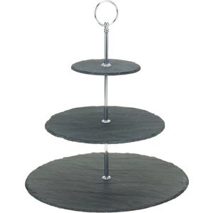 Etagere 3-laags Leisteen en Chroom 30 X 34 cm - Etageres