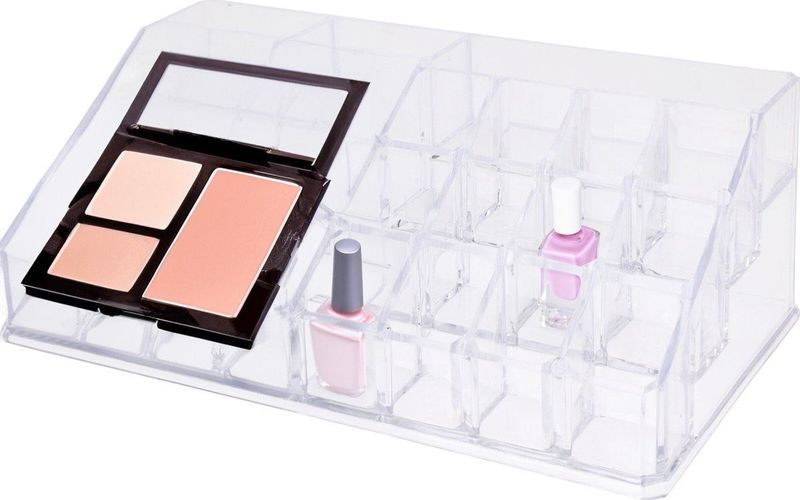 Eleganza - Make-up Organizer - Transparant - Kunststof - 4 Grote en 12 Kleine Compartimenten
