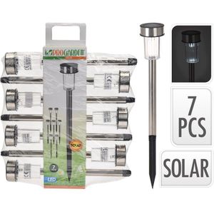 ProGarden Set van 7 RVS solarlampen