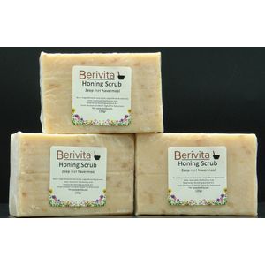 Honing Scrubzeep 3x120gr met Haver - Natuurlijke Scrub Zeep met Shea Butter, Honing en Havermout