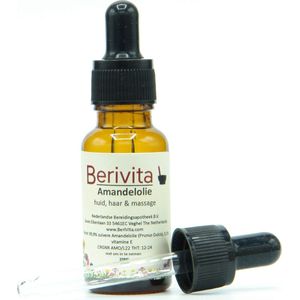 Amandelolie 20ml Pipetfles - Puur, Koudgeperst, Onbewerkt en Hexaanvrij - Zoete Amandel Olie voor Huid en Haren - Sweet Almond Oil, Prunus Dulcis