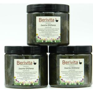 Marokkaanse Zwarte Zeep, Olijfzeep 3x200gr - Olijfolie Zeep, Sabon Beldi - Moroccan Black Soap