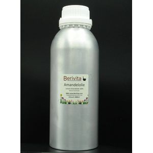 Amandelolie Puur Liter - Koudgeperste, Zoete Amandel Olie voor Huid en Haren - Sweet Almond Oil - Aluminium Fles