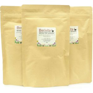 Witte Kleipoeder 3x200gr - Puur en Onbewerkt - Kaolien Klei Poeder - Voor Klei Masker of Lichaamspakking