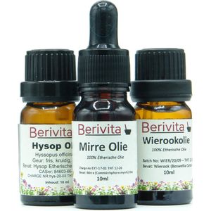 Bijbelse Etherische Olie Set - Wierookolie 10ml, Mirre Olie 10ml Pipetfles en Hysop Olie 10ml - Essentiële Olie Set