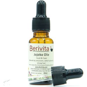 Jojoba Olie Puur 20ml Pipetfles - Koudgeperste en Onbewerkte Jojoba Oil - Huidolie en Haarolie