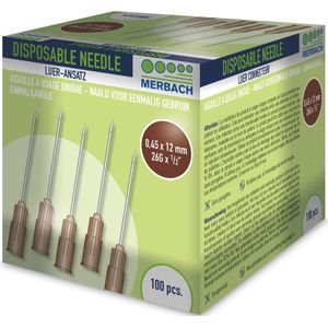 Merbach - Injectienaalden - 26 G x 1/2 - Bruin - 100 Stuks