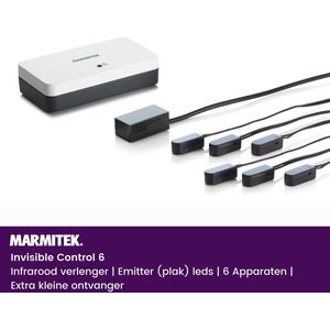 Infrarood verlenging, Marmitek Invisible Control 6, bediening van 6 apparaten in een gesloten kast, compatibel met alle Europese tv-decoders, extra kleine ontvanger, repeater