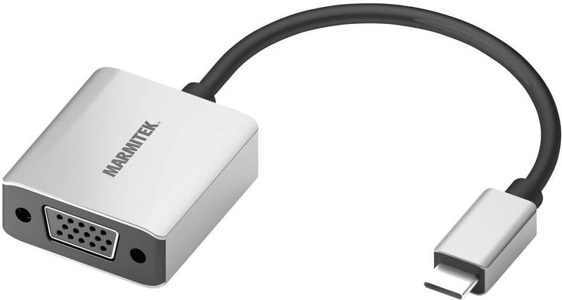Marmitek - Connect - USB-C naar VGA Adapter - Flexibele Rubber Kabel - Aluminium Behuizing
