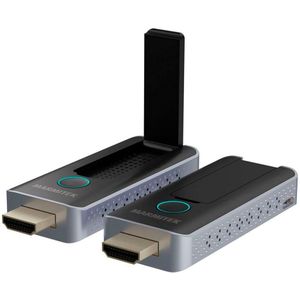 Marmitek Stream S2 Pro - HDMI Wireless Presentatie Systeem - Draadloze HDMI - AirPlay & Miracast - Sluit je laptop draadloos aan op een beeldscherm - Schakel tussen transmitters met één druk op de knop - Tot 20 meter