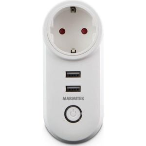 Marmitek Smart me -Power SI -IEC type F -wifi-stekker -15 A stopcontact -Schuko -tussenstekker -2 x USB -aan/uit handmatig en automatisch met app -compatibel met Amazon Alexa en Google Assistant