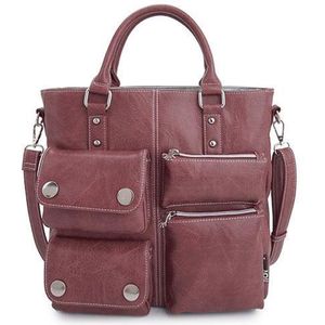 'Max' - Schoudertas - Handtas - Shopper - Bordeaux rood - Dames - Functioneel - NN-235-01