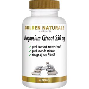 Golden Naturals Magnesium Citraat 250mg (60 veganistische capsules)